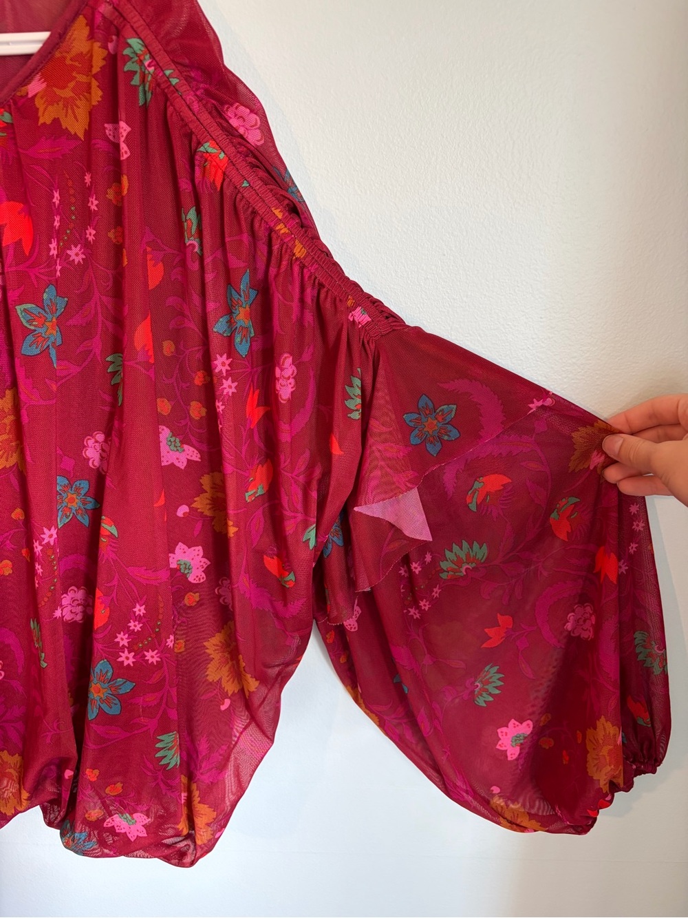 Free People Wildflower Honey Top - Red Berry - Free People Blouse - Size Large - Picture 6 of 12
